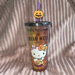 Hello Kitty Halloween Pumpkin Travel Tumbler w/Straw